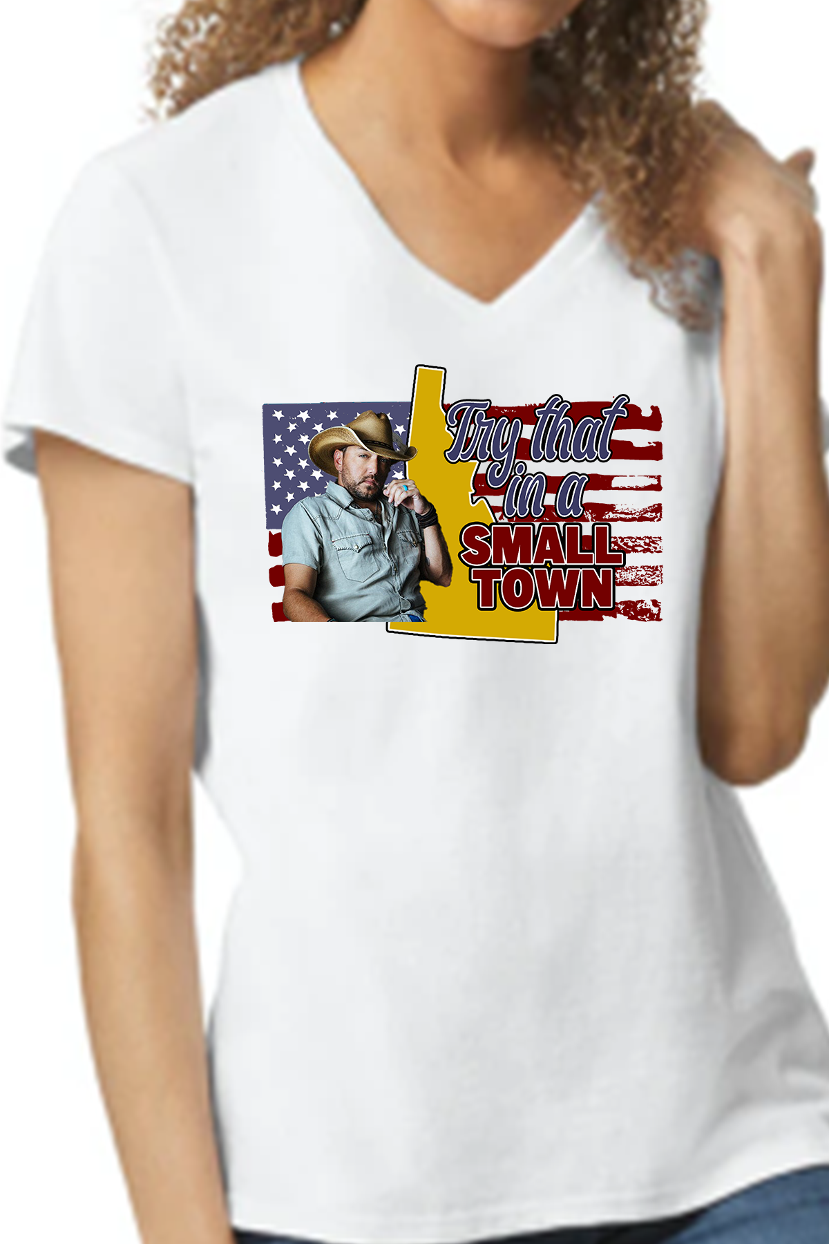 Aldean - Try That In A Small Town - Ladies V-Neck T-Shirt