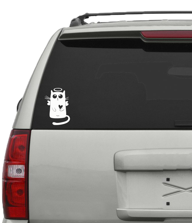 Angel Cat Vinyl Decal - 6 Colors