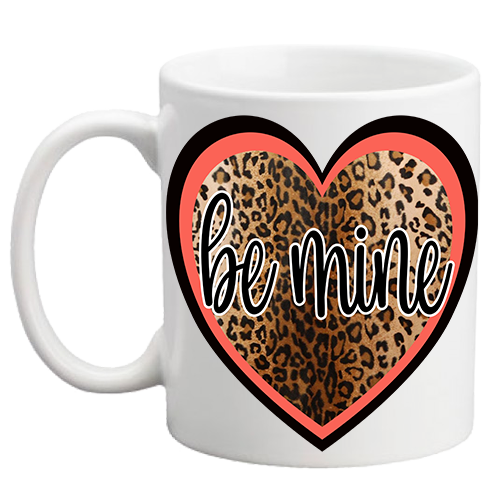 Be Mine Leopard Heart Valentine Mug