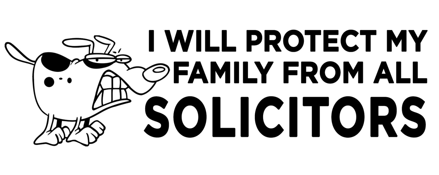 No Solicitors - Vinyl Decal - Cartoon Dog