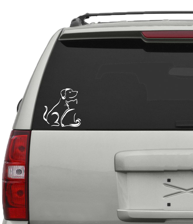 Dog and Cat Friends Vinyl Decal - 6 Colors
