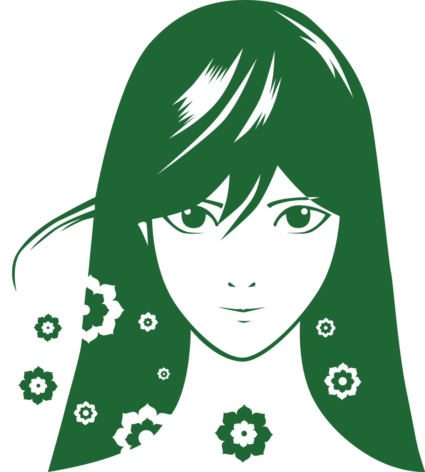 Flower Hair Anime Girl Vinyl Decal - 6 Colors