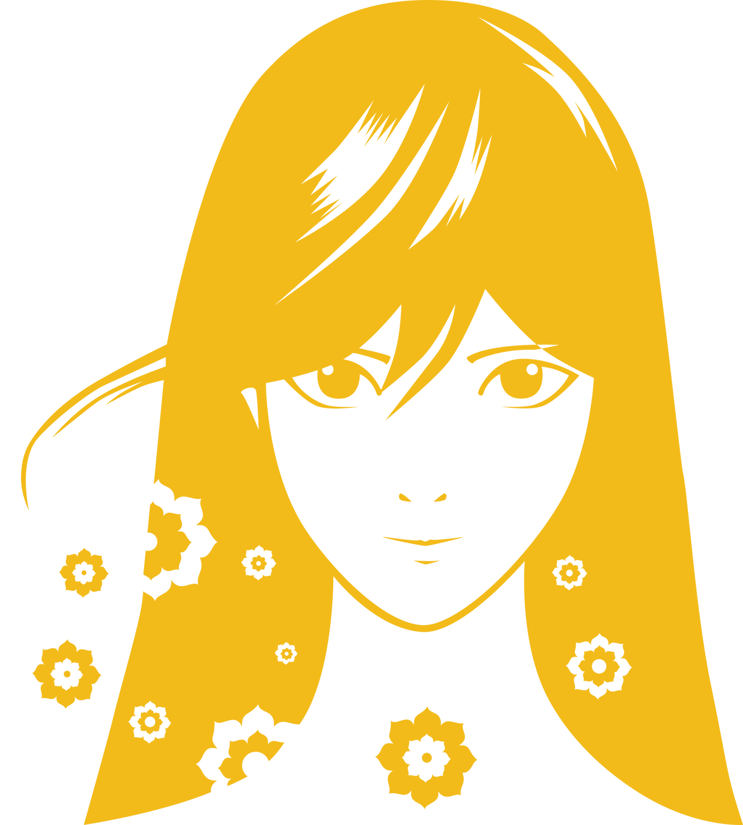 Flower Hair Anime Girl Vinyl Decal - 6 Colors