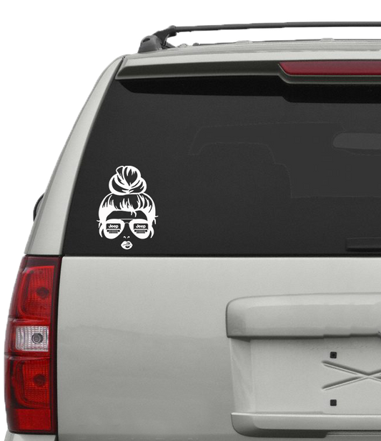 Jeep Girl Bun Vinyl Decal - 6 Colors